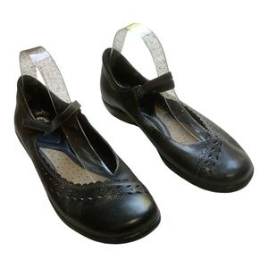 Michel M Faye Black Leather Mary Jane Flats - 9.5